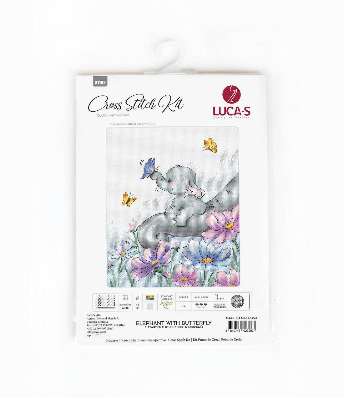 Cross Stitch Kit Luca-S - Elephant with Butterfly, B1183