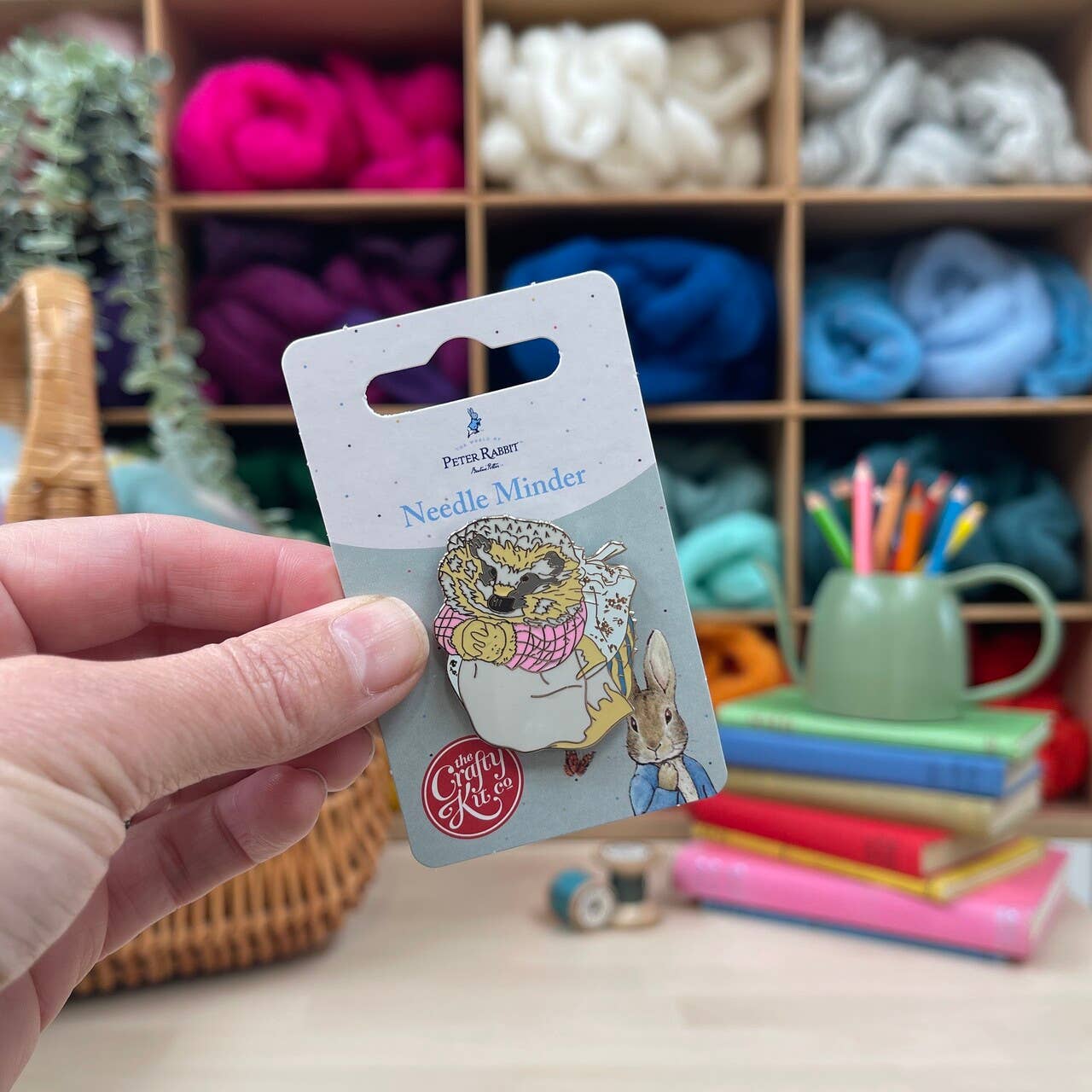 Beatrix Potter Magnetic Needle Minder Mrs. Tiggy-Winkle hand shot