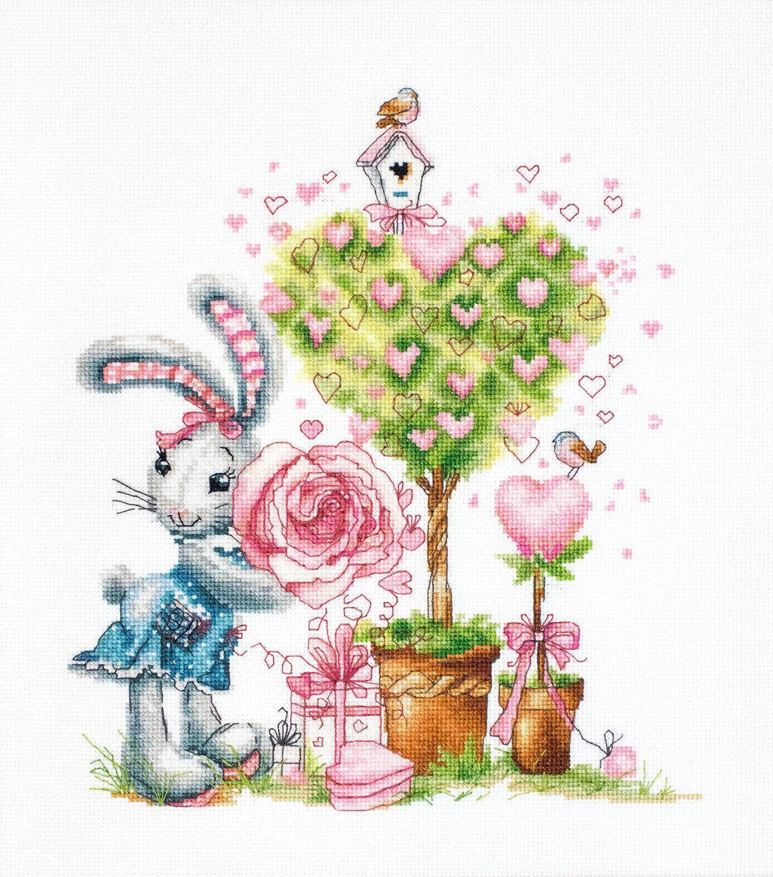 Luca-S counted Cross Stitch Kit  - Valentine's Little Bunny B1125 image