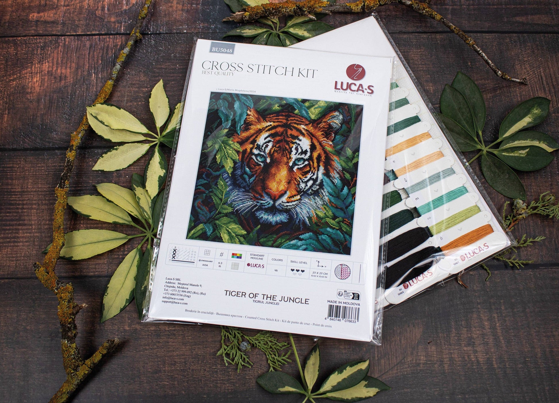 Luca-S Counted Cross Stitch Kit - Tiger of the Jungle BU5048 contents 1