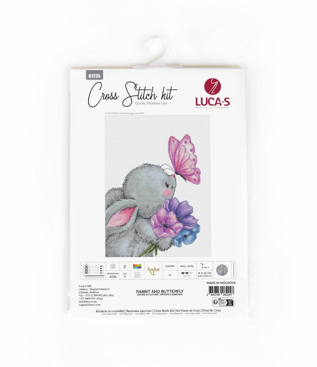 Cross Stitch Kit Luca-S - Rabbit and Butterfly, B1235