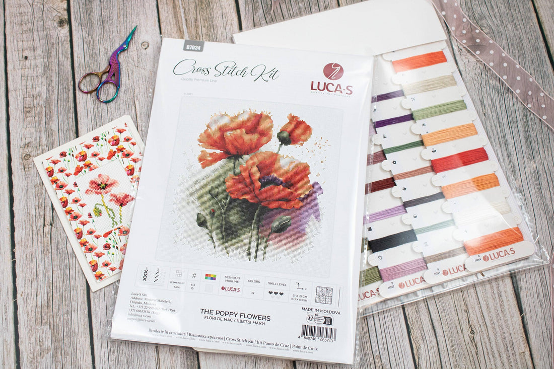 Cross Stitch Kit Luca-S - B7024, The Poppy Flowers